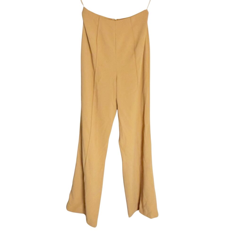 C/MEO Collective Camel Tan Faux Suede High Rise Flare Wide Leg Retro Pants Small